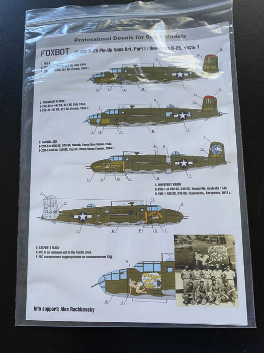 Foxbot 48-039 1/48 Decals B-25C/D Mitchell "Pin-Up Nose Art and Stencils" Part 1