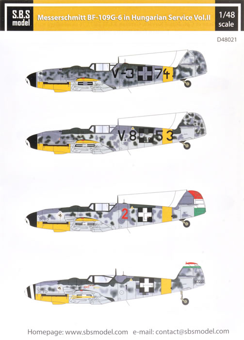 model sd48027/ S.B.S Decals Bf-109 G-2 & G-4 – In Hungarian Service – 1:48