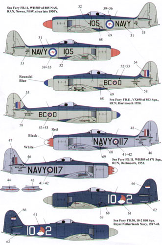 Print Scale Decals 1/72 HAWKER SEA FURY British Carrier Fighter 