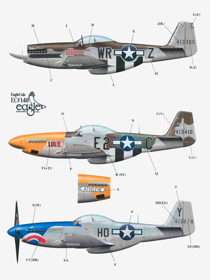 EagleCals Decals 1/32 NORTH AMERICAN P-51D MUSTANG Fighter Part 1