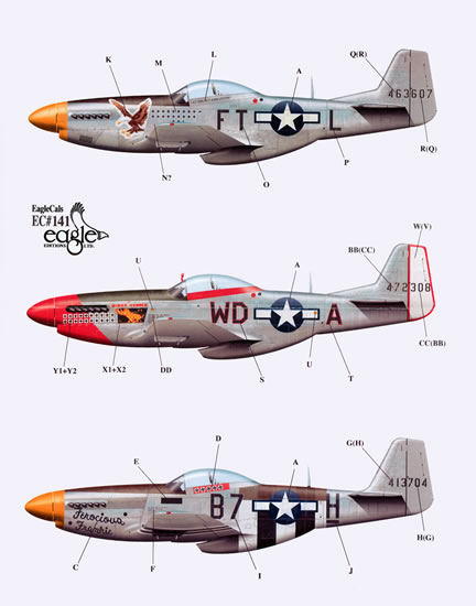 EagleCals Decals 1/32 NORTH AMERICAN P-51D MUSTANG Fighter Part 1 
