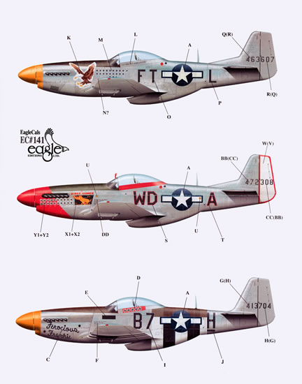 EagleCals Decals 1/32 NORTH AMERICAN P-51D MUSTANG Fighter Part 1 