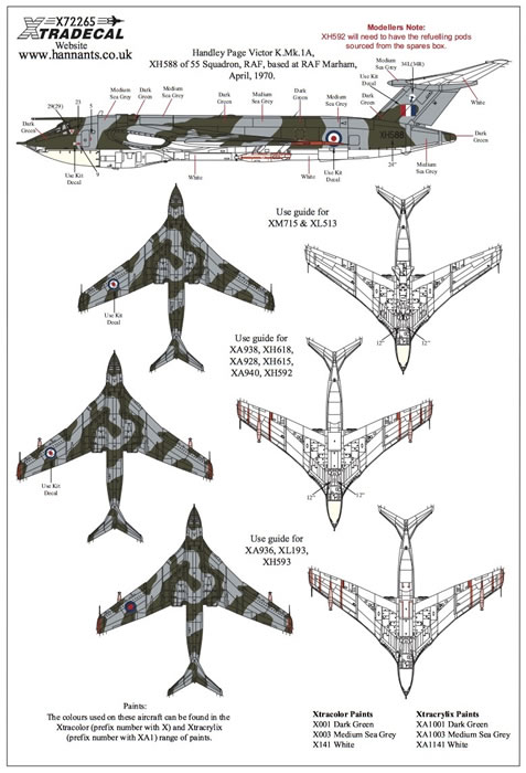NEW 1:72 Xtradecal Handley-Page Victor K.2-17 Marking Options X72299 