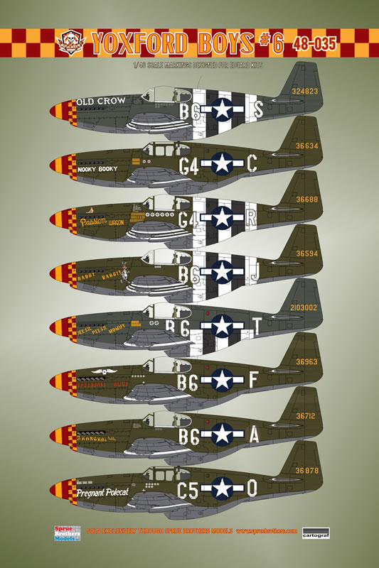 Bullseye 1/48 Decals 48-035 - P-51B P-51C Mustang Yoxford Boys #6 for Eduard Bullseye 1/48 Decals 48-035 - P-51B P-51C Mustang Yoxford Boys #6 for Eduard