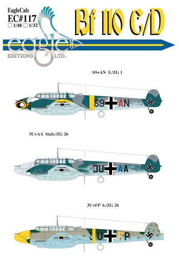 1/32 Messerschmitt Bf 110C/D Interior 3D Color decal Quinta studio QD32063 DRA
