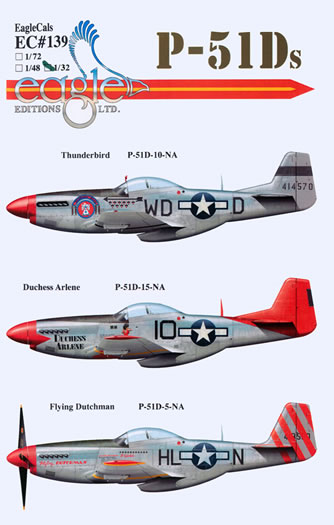 EagleCals Decals 1/32 NORTH AMERICAN P-51D MUSTANG Fighter Part 1