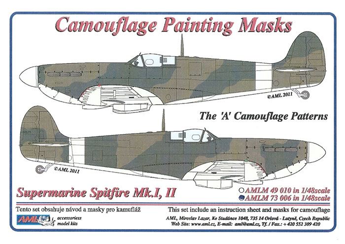 AML Models 1/32 CAMOUFLAGE PAINT MASKS SUPERMARINE SPITFIRE Mk.Vb 