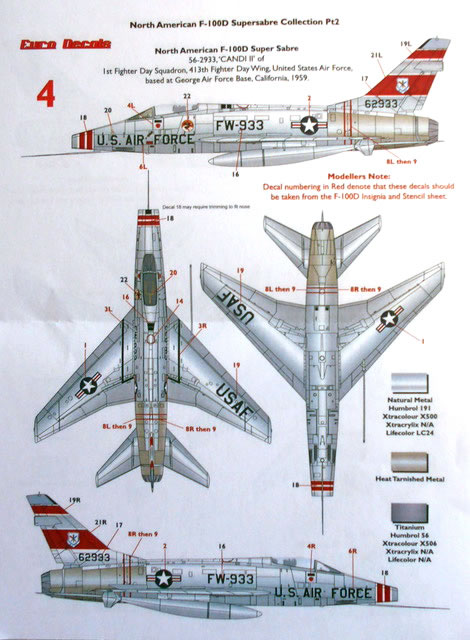 Xtra Decals 1/72 NORTH AMERICAN F-100C SUPER SABRE U.S Air Force 
