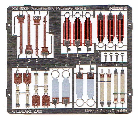 SEATBELTS FRANCE STEEL WWI PAINTED EDUARD 1/32 AIRCRAFT 32889 