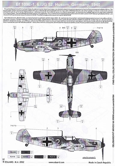 Bf 109e-3 Tamiya Kit Eduard Masks 1:48 