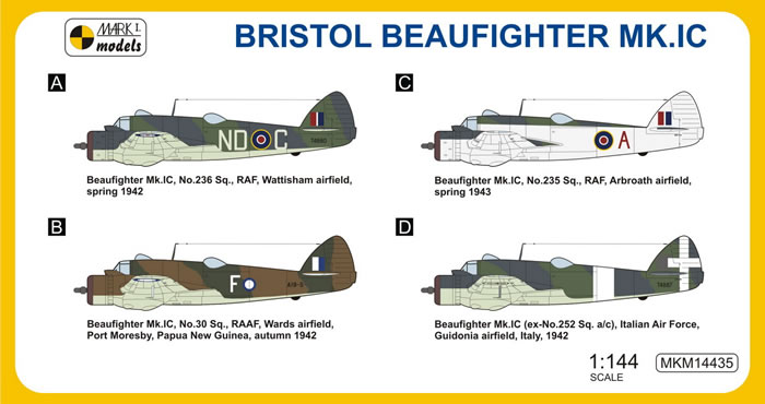 Mark 1 Bristol Beaufighter Mk.if Night Fighter 1:144 Novelty 