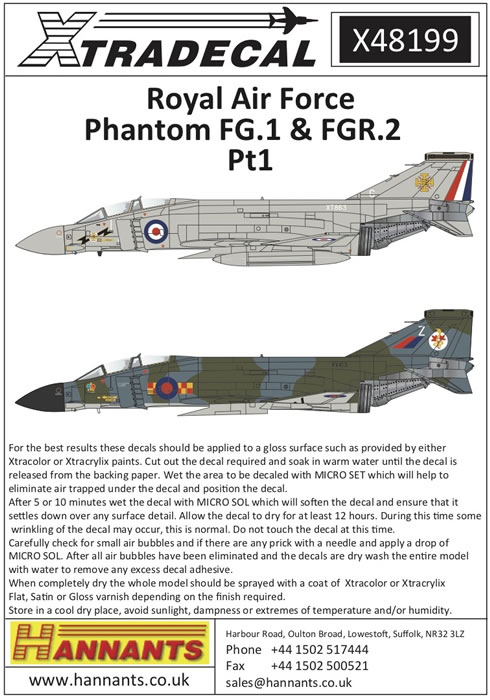Xtra Decals 1/48 MCDONNELL DOUGLAS FG.1 & FGR.2 PHANTOM II in RAF SERVICE Part 2