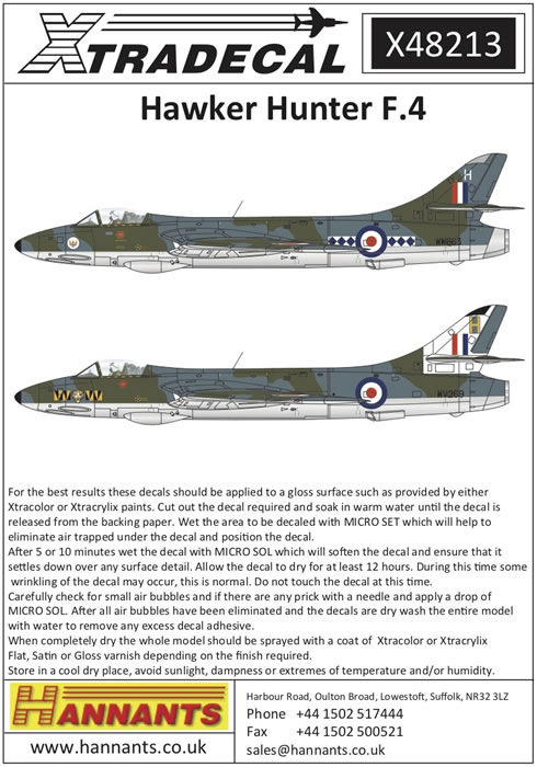 1/48 Hawker Hunter Triple Assegai Hunters of the High Veldt RhAF Decals 