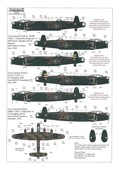 Xtradecal 1/72 Post War Avro Lancaster 1946-1950 # 72256 